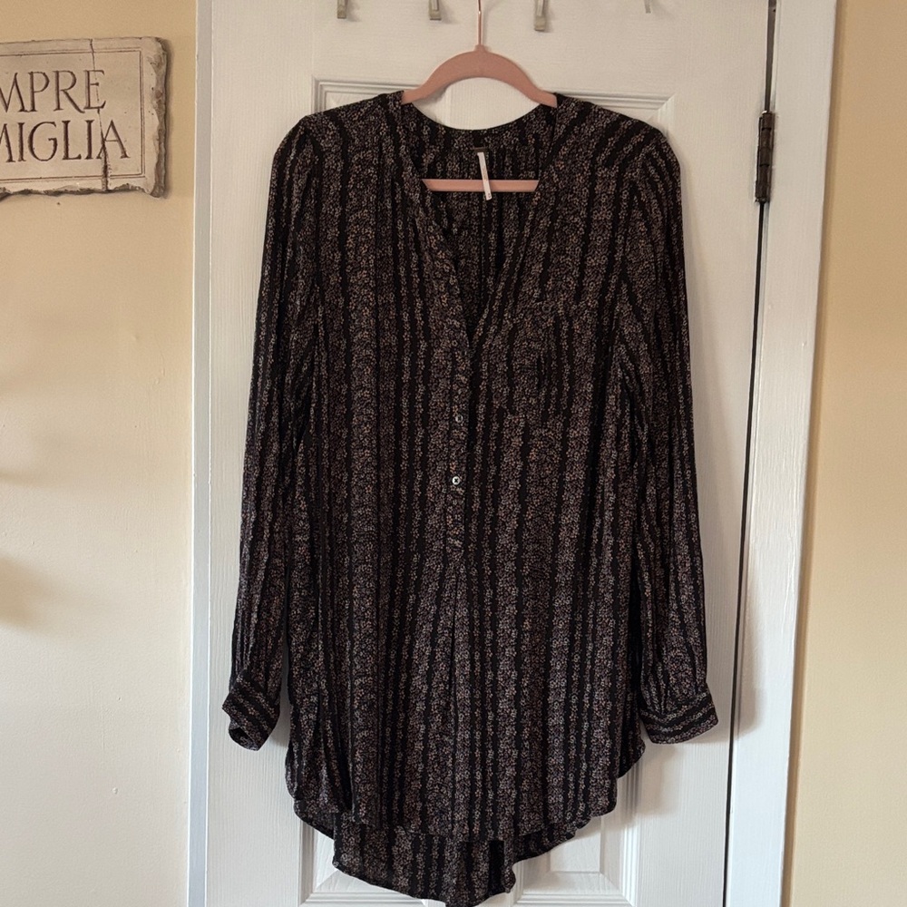 Black and Brown Striped Blouse